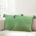Urban Space Waffle Cotton Cushion Cover Set of 2 Cushion Covers for Sofa, Bedroom, Living Room Waffle Sage Green
