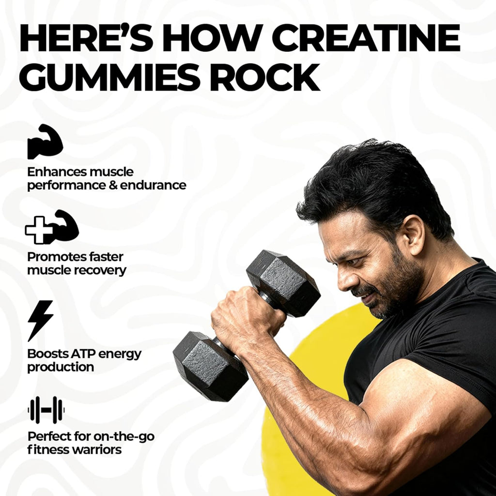 BeastLife Creatine Gummies | Lemon Flavour | 3g Creatine Monohydrate Per Serving | Boosts Energy, Strength, Endurance & Muscle Building Support | Fast Recovery | Zero Added Sugar | 30 Gummies