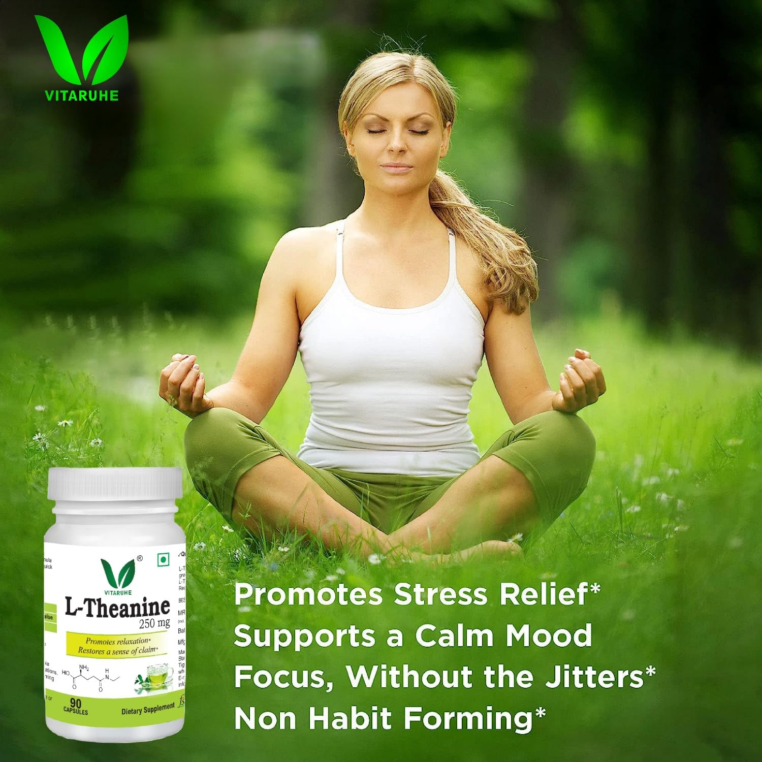 VITARUHE® L-Theanine 250 mg - Promotes a Relaxed State & Healthy Stress Response* -90 Capsules
