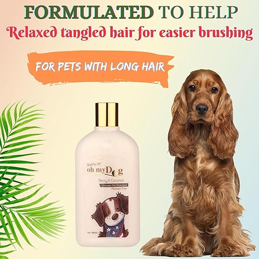 Pet Needs Oh My Dog Paraben Free Ultimate Pet Shampoo With Mini Soft Silicone Dispenser Brush for Puppies & Dogs - Berry-coconut | 1000 Ml