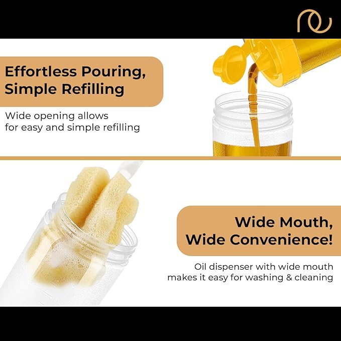 Frenchware Oil Dispenser | Pack of 2, 1 Litre Each | Textured Yellow