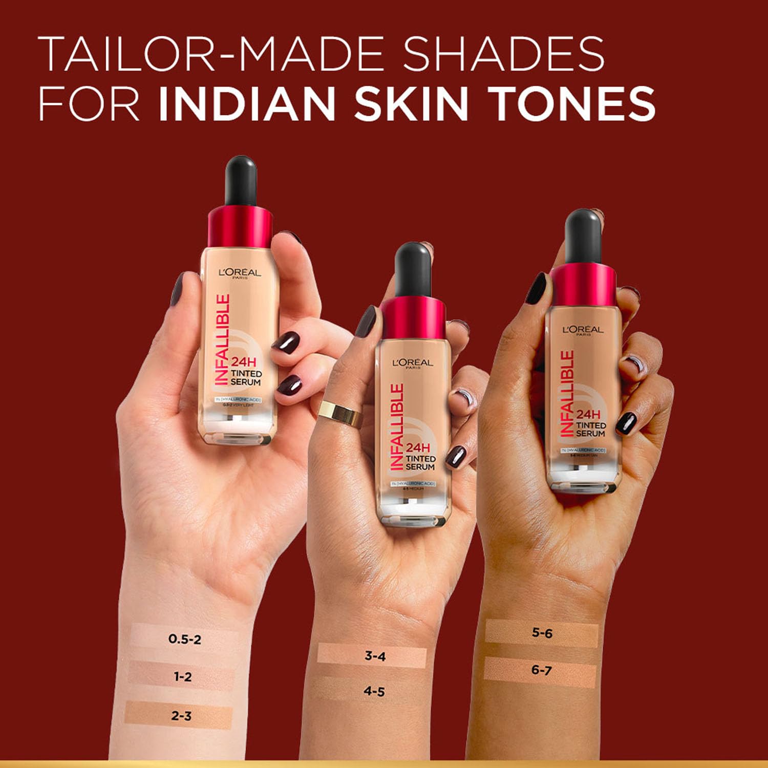 Lâ€™OrÃ©al Paris Infallible 24H Tinted Serum Foundation, Light-weight Coverage, Dewy & Radiant Finish, Transfer-proof, 30ml