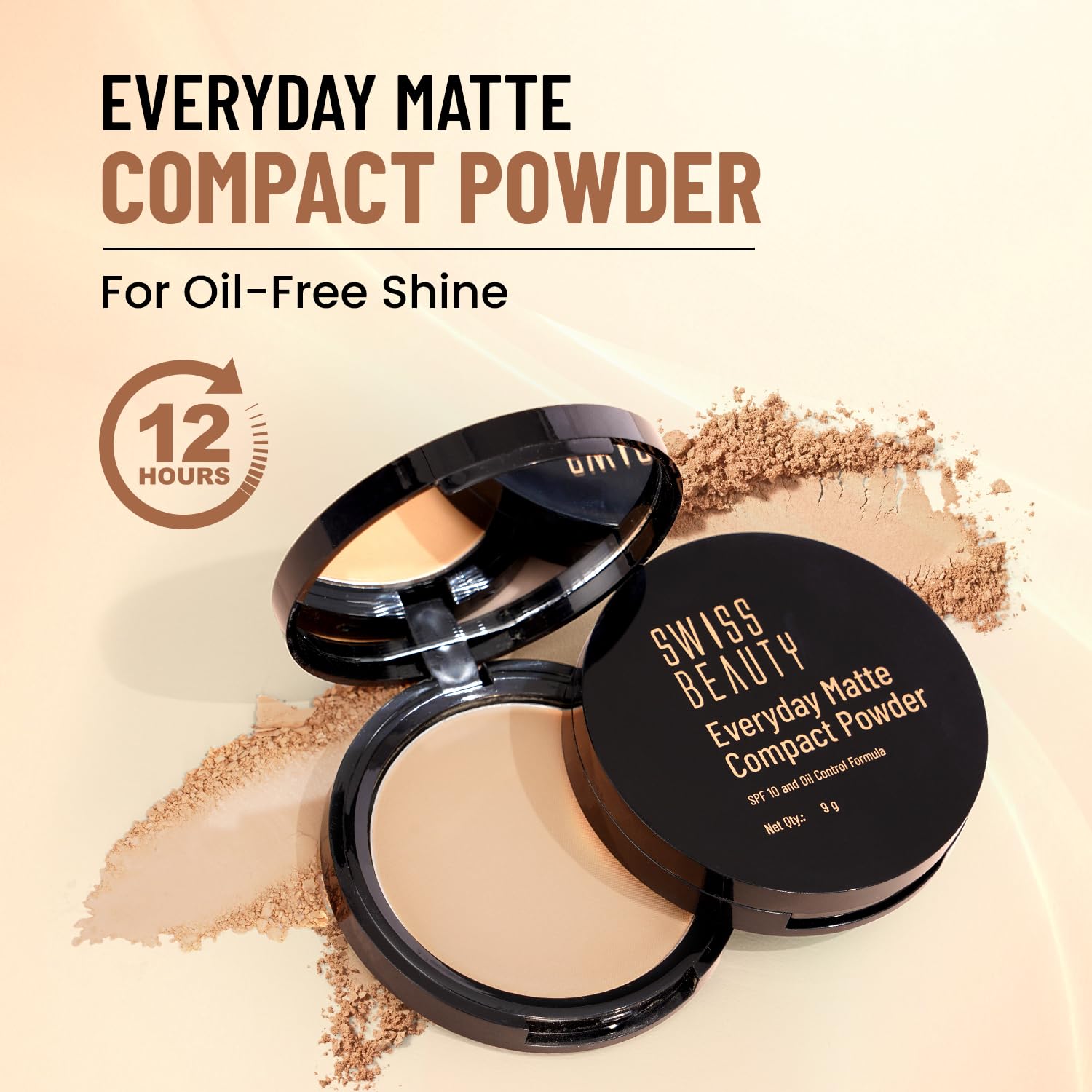 Swiss Beauty Everyday Matte Compact with SPF 10 | Oil-Control Formula | Blurs Pores | Soft-Focus Finish | Enriched with Vitamin E | Shade- 04 Honey, 9g