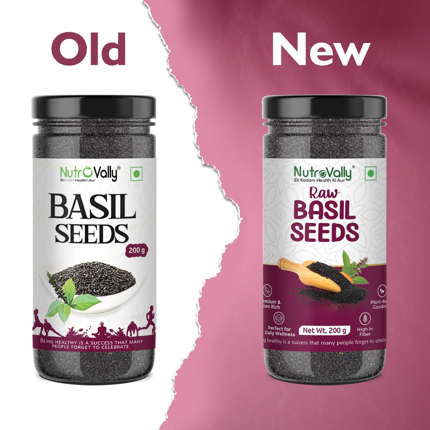 NutroVally Raw Basil Seeds 200g | Sabja Seeds Rich in Fiber, Plant-Based Protein & Essential Nutrients | Supports Digestion, Hydration, Satiety | Vegan, Gluten-Free Superfood for Detox Drink & Recipes