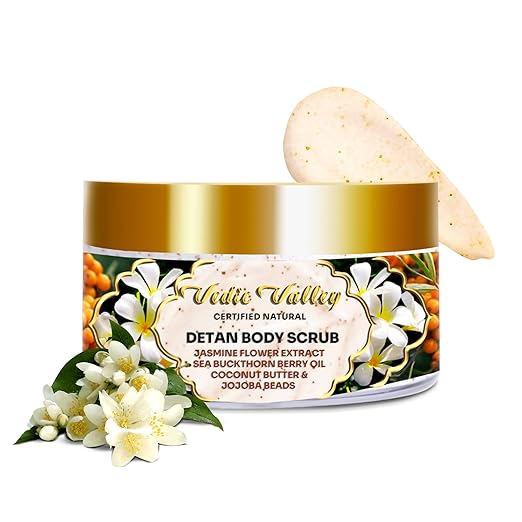 Vedic Valley Vegan Detan Jasmine Scrub with Organic Actives - 250 gms