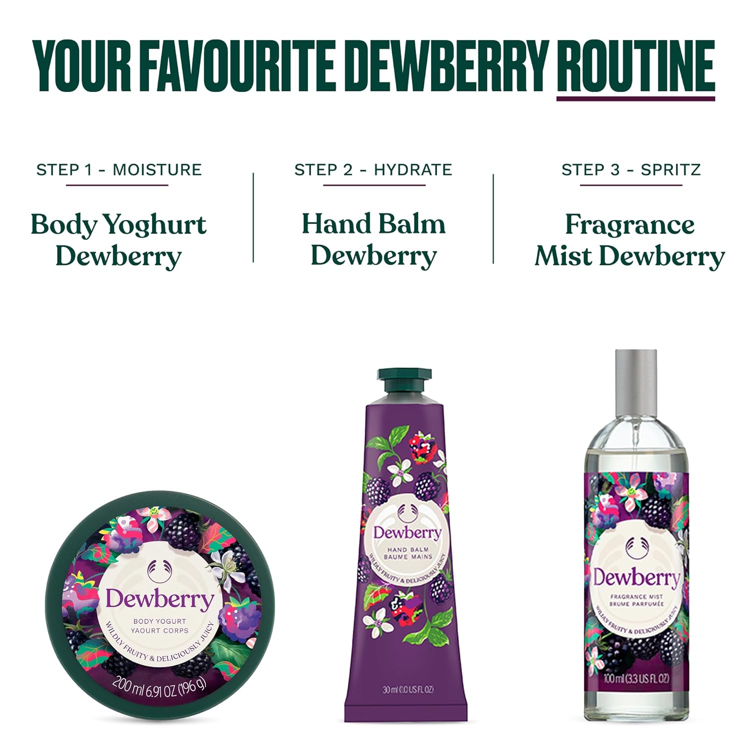 The Body Shop Dewberry Body Yogurt 200ml Lightweight Gel-Cream Body Moisturiser for 48-Hour Hydration, Fast-Absorbing Fruity and Floral Body Lotion with Community Fair Trade Almond Milk
