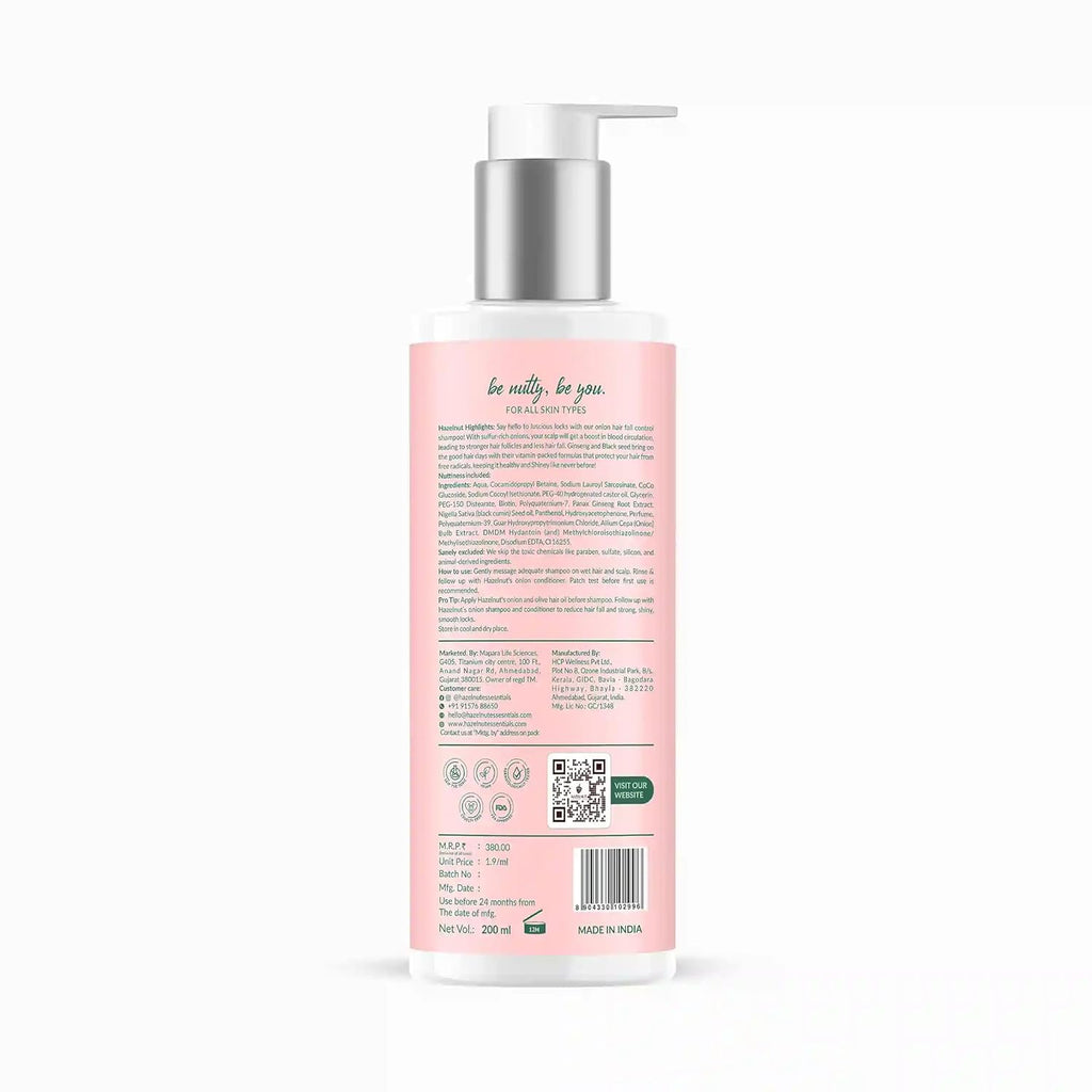 Hazelnut Essentials Onion Shampoo Hair Fall Control - 200 ml