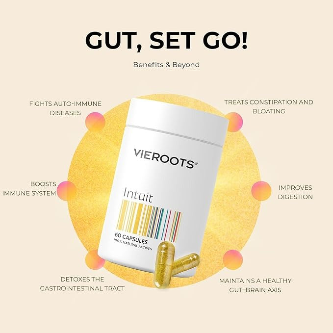 Vieroots Intuit Healthy Gut Support with Prebiotics and Probiotics - 60 Veg Cap