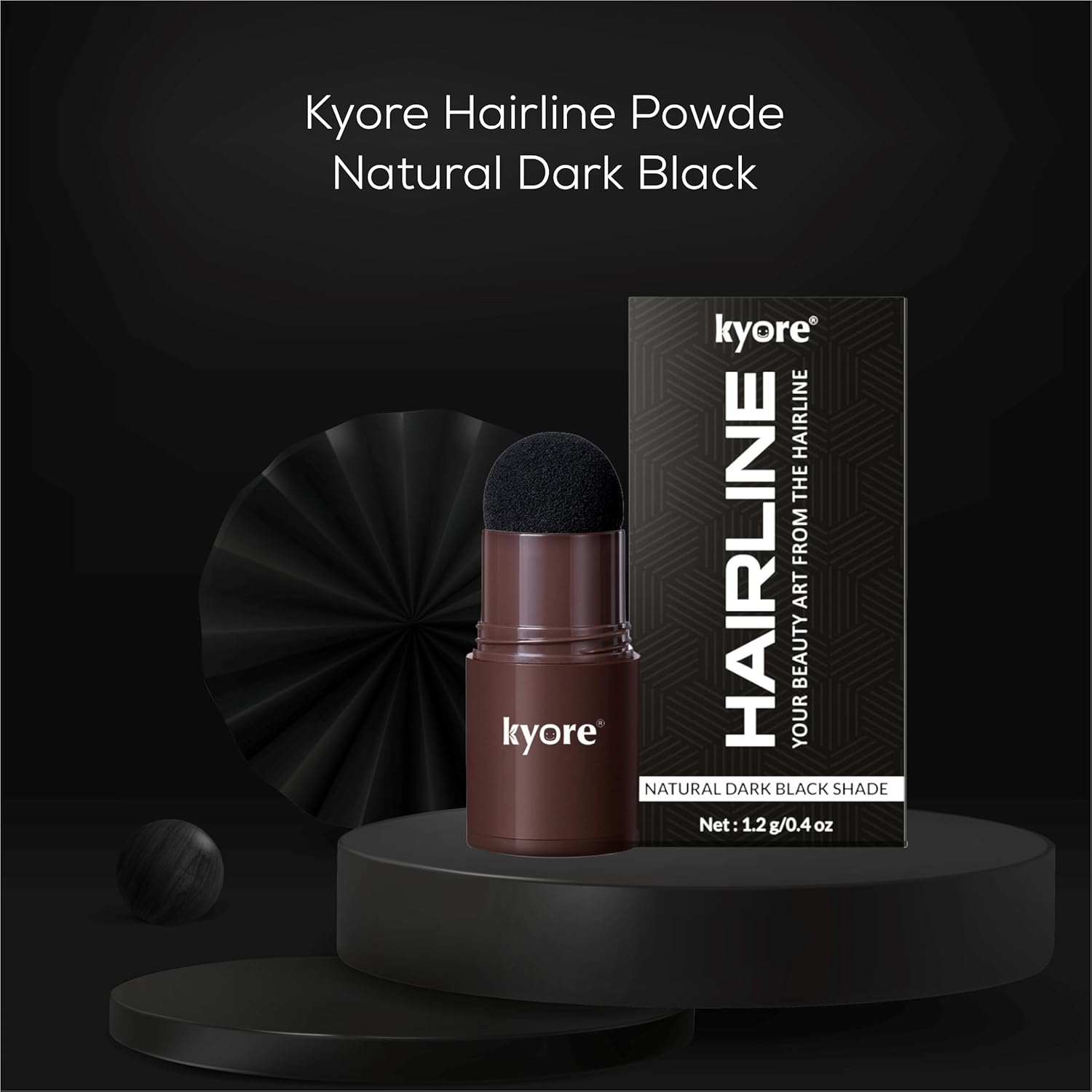 Instant Natural Hairline Colour Touch-Up Powder for Women & Men - Black | Hair Shading Sponge Pen, Hairline Shadow Powder Stick, Quick Hair Root Touch-Up Stick - Pack of 1