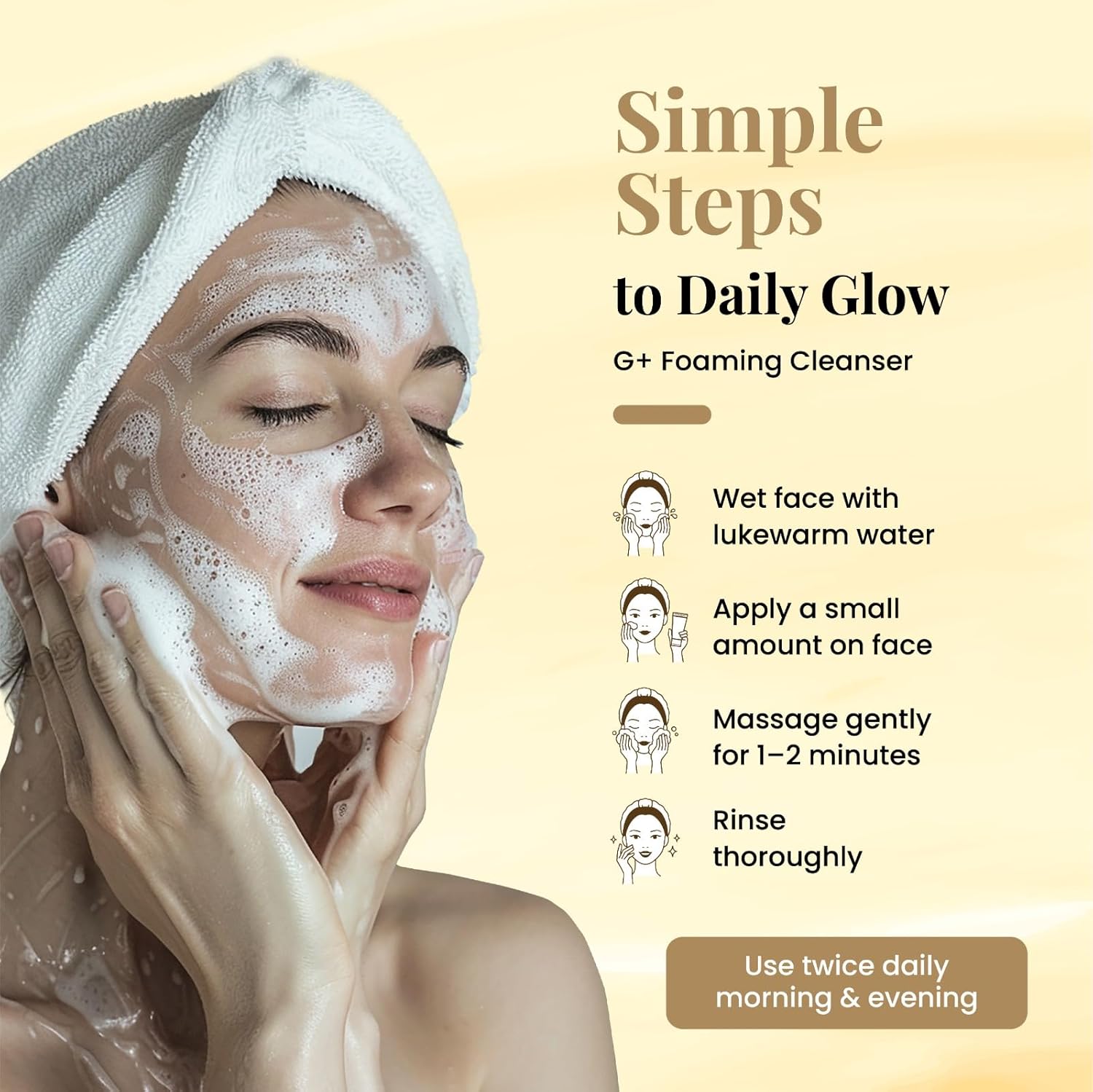 Zeelab G+ Foaming Cleanser with Glutathione, Vitamin C & Niacinamide | Brightening Face Wash with Saffron Extract | Helps Reduce Pigmentation & Dark Spots | Gentle Daily Cleanser for All Skin Types 150ml