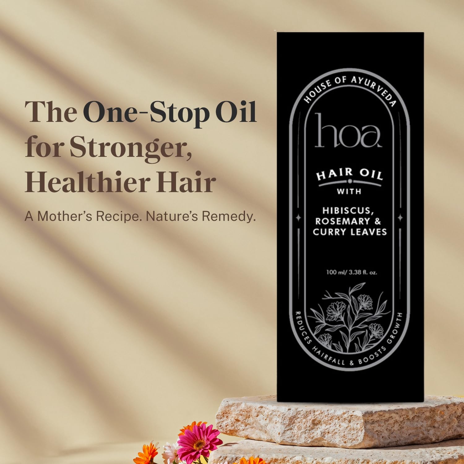 Hair Oil for Hair Fall Control, Frizz Control,Hair Growth & Dandruff Relief with Hibiscus, Curry Leaves and Rosemary | Lightweight & Non-Sticky - 100ml