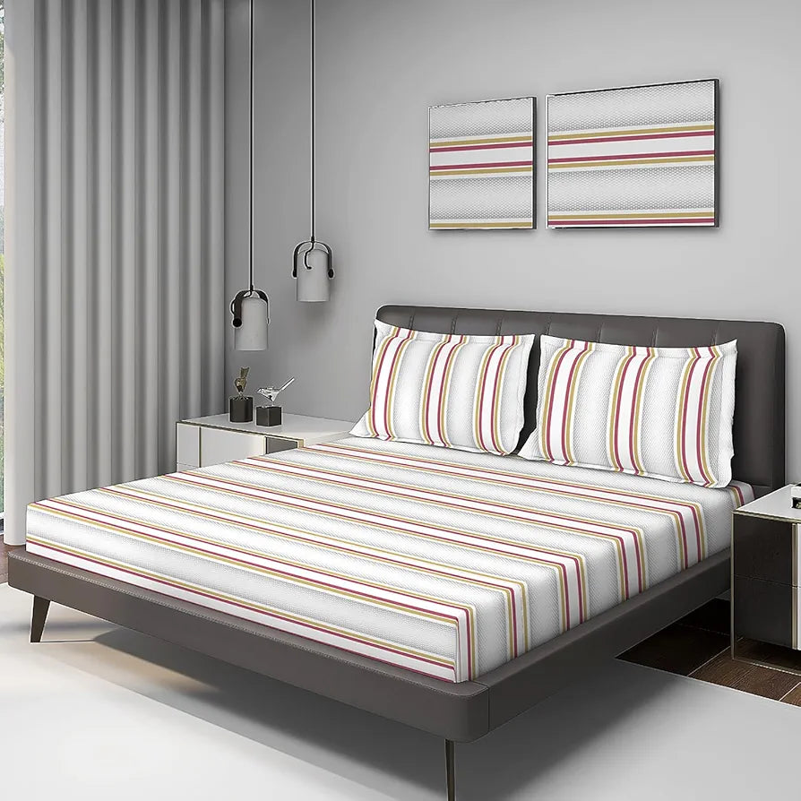 Layers Durathread Bedsheet Set for All Seasons Lightweight Moisture Absorbent 225 CVC King Size White