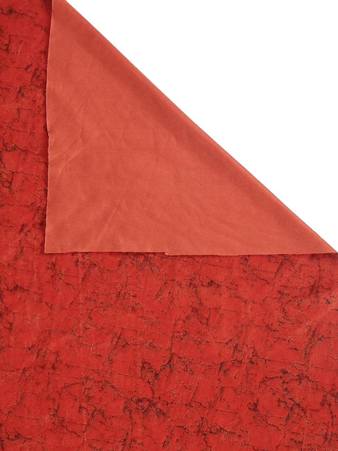 Cortina 2 Piece Solid Design Panel Eyelet Velvet Door Curtains | 7 Feet | Red