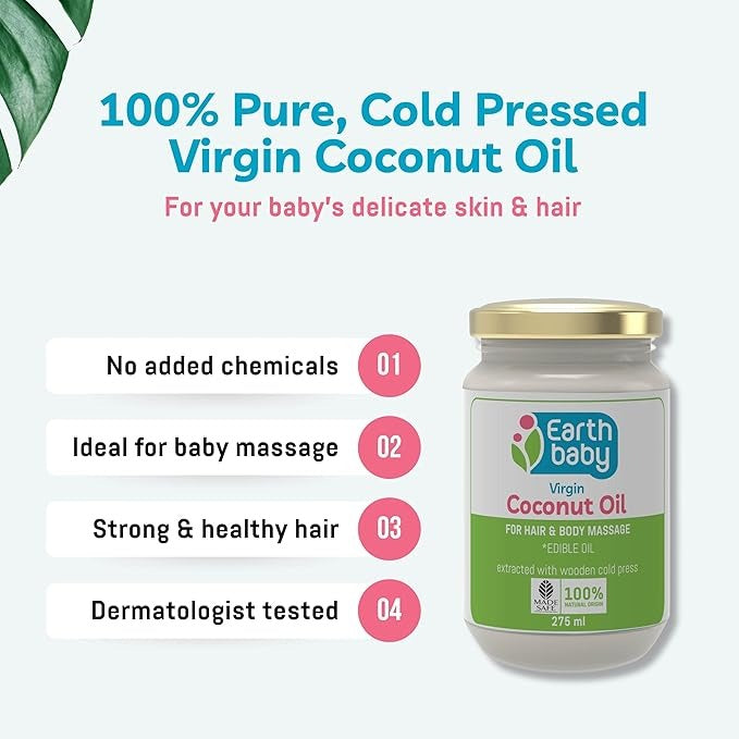 Earthbaby Virgin Coconut Oil - Cold Pressed Oil - 275 ml