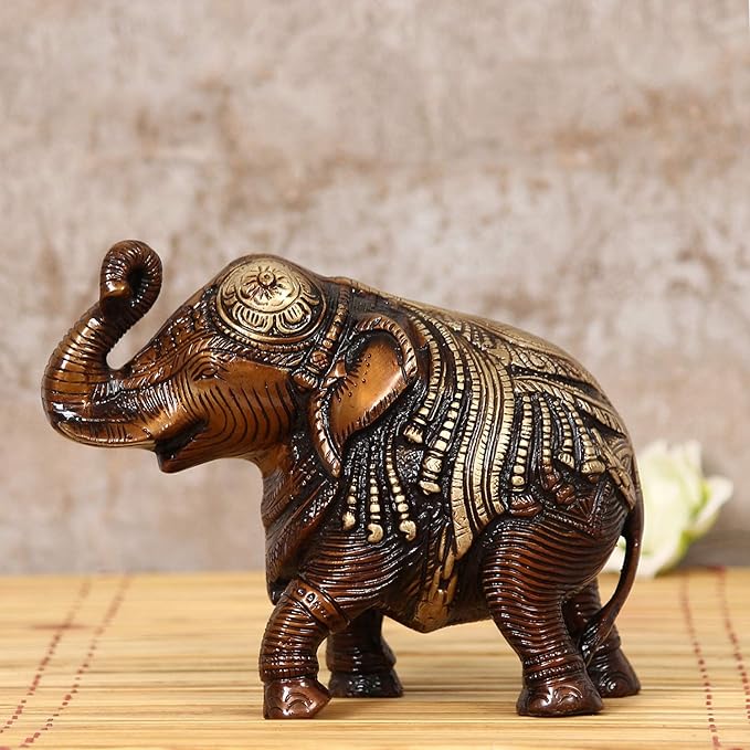 Ecraftindia Antique Finish Decorative Brass Elephant Fingurine