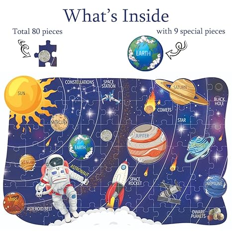 The Book Tree My Solar System Puzzle for Kids 80 Puzzle Pieces & 25 Double Sided Flashcards