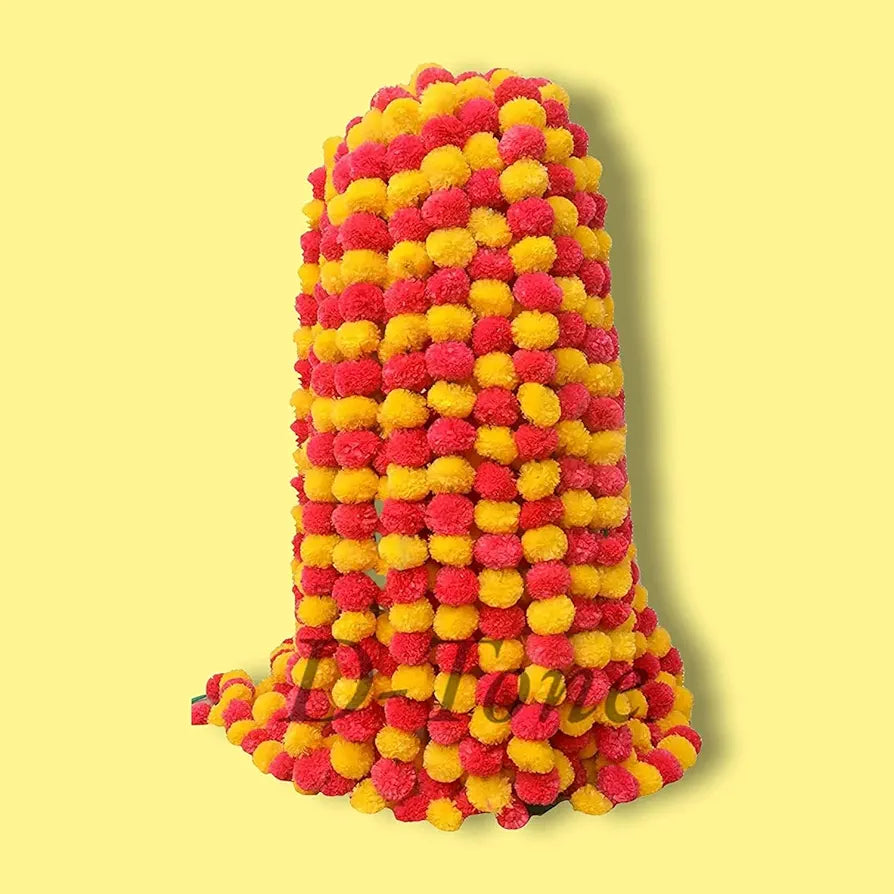 Artificial Marigold Garland Mala Flower Genda Phool Long for Decoration 5Pcs Mix