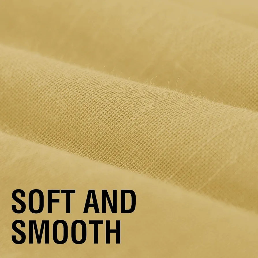 Cloth Fusion Plain Cotton Feel Sheer Window Curtains 5 Feet Long Set of 2 Semi-Transparent Lemon
