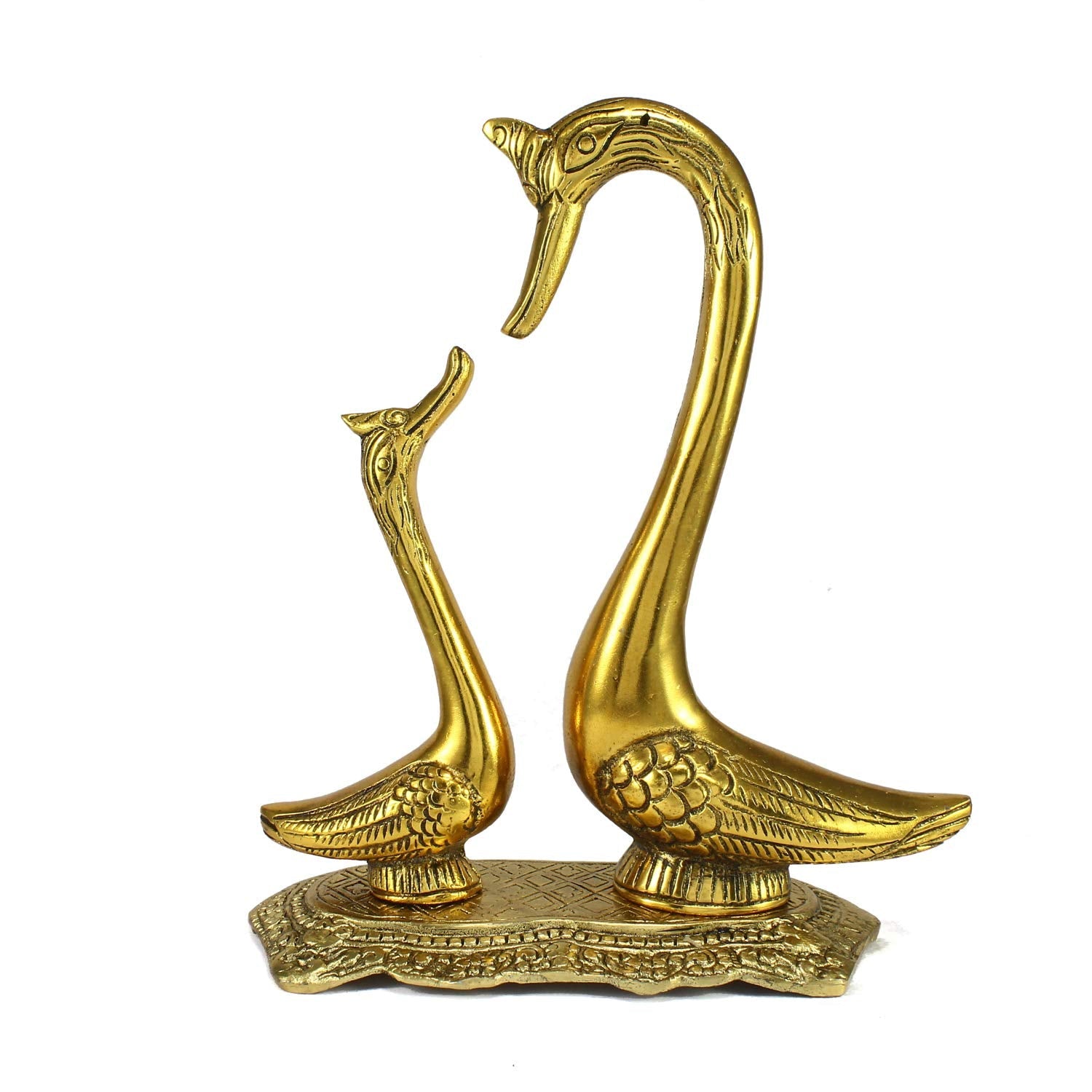 Ecraftindia Loving Golden Swan Couple Figurine