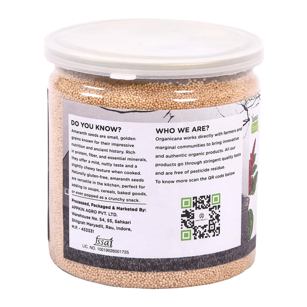 Organicana Whole Amaranth 400gm (Pack of 1) - Rajgira for Fasting | Ramdana seeds | Gluten Free Atta | High in Fibre and Protein