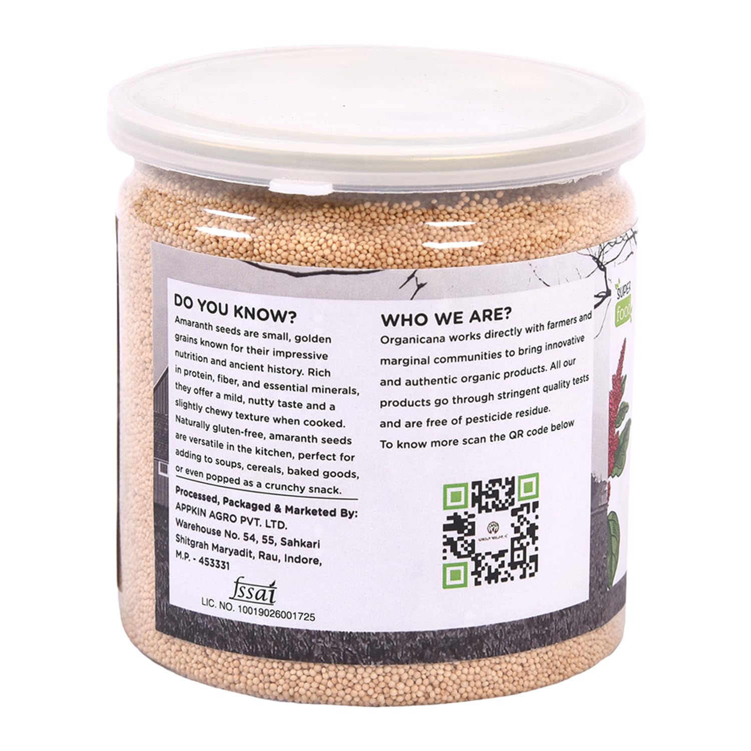 Organicana Whole Amaranth 400gm (Pack of 1) - Rajgira for Fasting | Ramdana seeds | Gluten Free Atta | High in Fibre and Protein