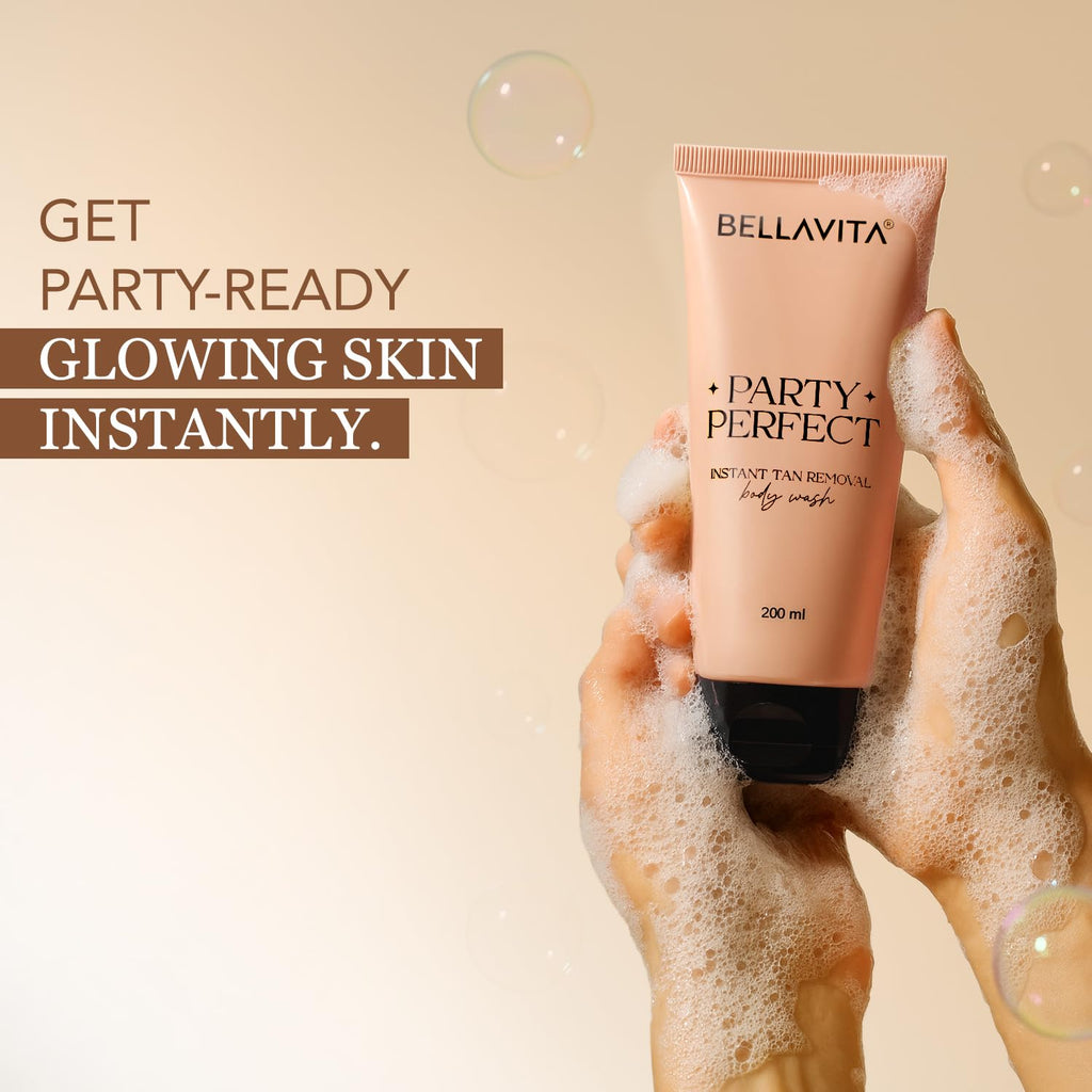 BELLAVITA Party Perfect 2-in-1 Body Wash| Instant Tan Removal | Instant Brightening | Even Skin Tone | For Men & Women | 200ml