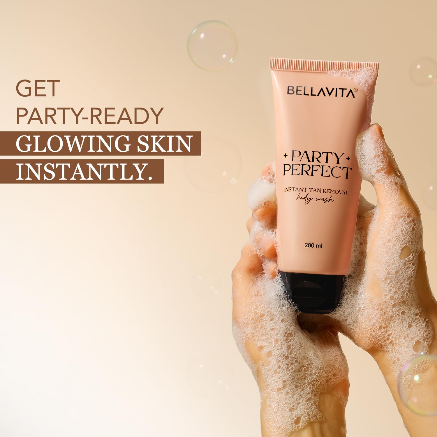 BELLAVITA Party Perfect 2-in-1 Body Wash| Instant Tan Removal | Instant Brightening | Even Skin Tone | For Men & Women | 200ml