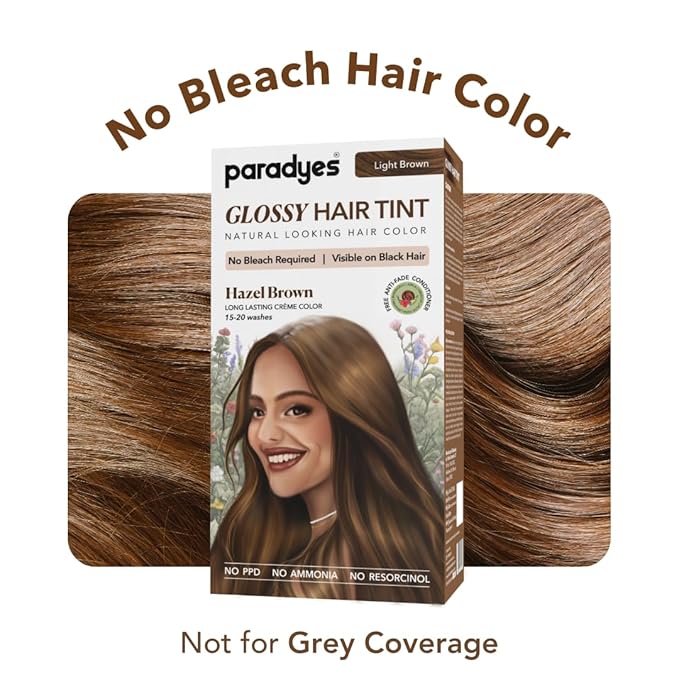 Paradyes No Bleach Hazel Brown Glossy Hair Tint | 5 Light Brown - 160 Gms