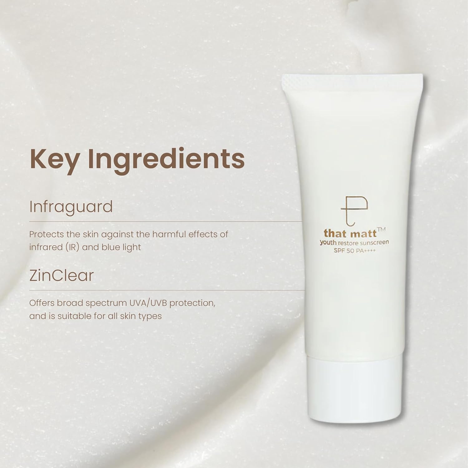Personal Touch ThatMatt Oil-Control Hybrid Sunscreen SPF 50+ PA++++ | Blue Light, Infrared & Pollution Protection | Non-Comedogenic | Zinc Oxide & Titanium Dioxide | Matte Finish | UVA PF 17 | 50 g