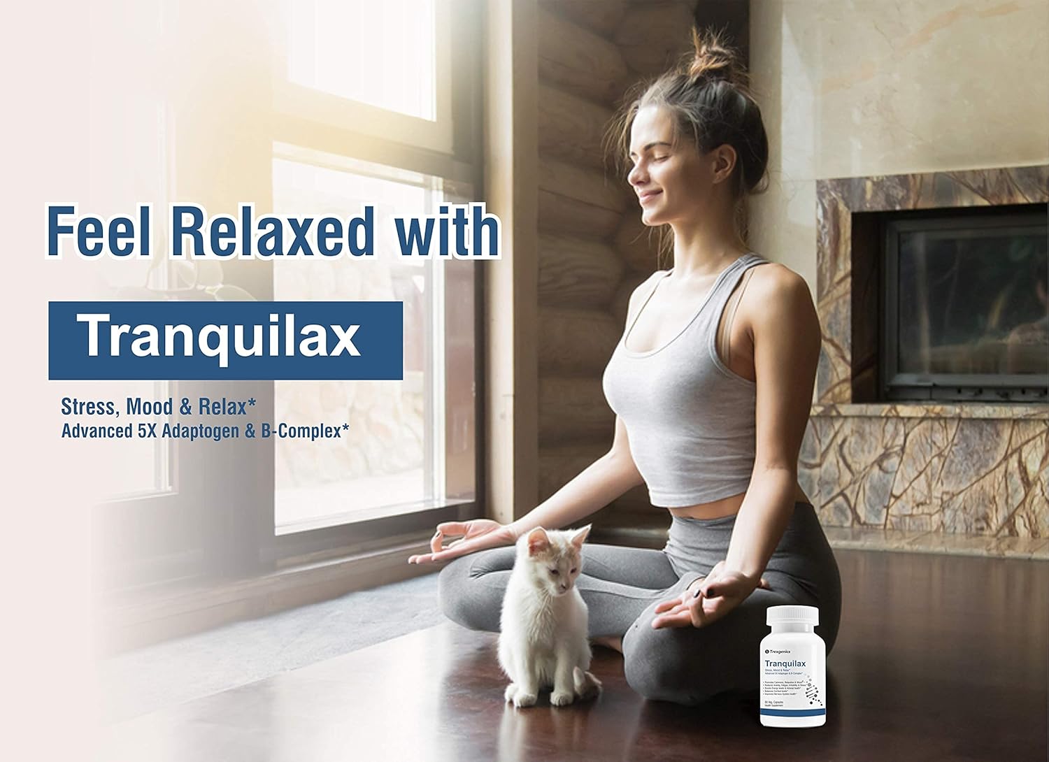 Trexgenics Tranquilax 5X Adaptogen + Full Spectrum Vitamin B - Complex Capsules for Synergistic Stress, Energy and Nervous System Support (60 Veg. Capsules)