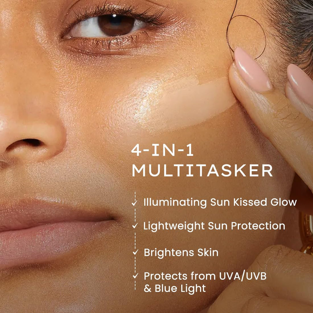Hyphen Golden Hour Glow Sunscreen Spf 50 Pa++++ Dewy Glow & Bright Skin| Vitamin C Rich-10% Kakadu Plum & Peptides| Winter Sunscreen Moisturizer for Women & Men|Lightweight & Non Greasy, Uv & Blue Light Protection|Dry & All Skin Types - 40G