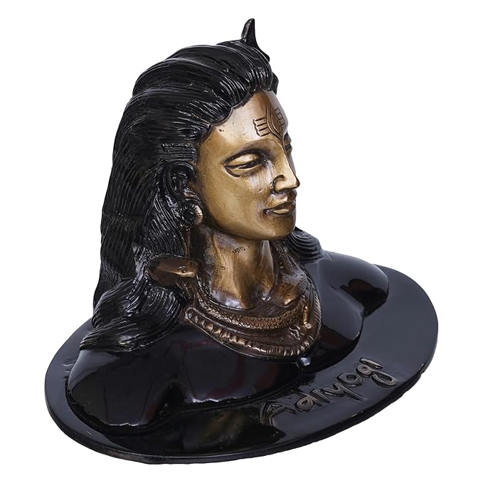 Ecraftindia Black and Golden Brass Lord Adiyogi Shiva Statue | Shiv Murti | Shiva Idol