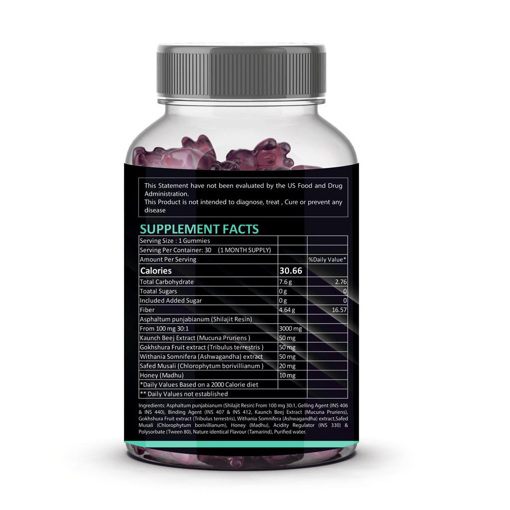 The Vitamin Factory Shilajit Gummies - 30 Gummies, 3000mg per Serving, Natural Himalayan Shilajeet, Boosts Energy & Immunity, 100% Vegetarian, No Added Sugar, Gluten-Free