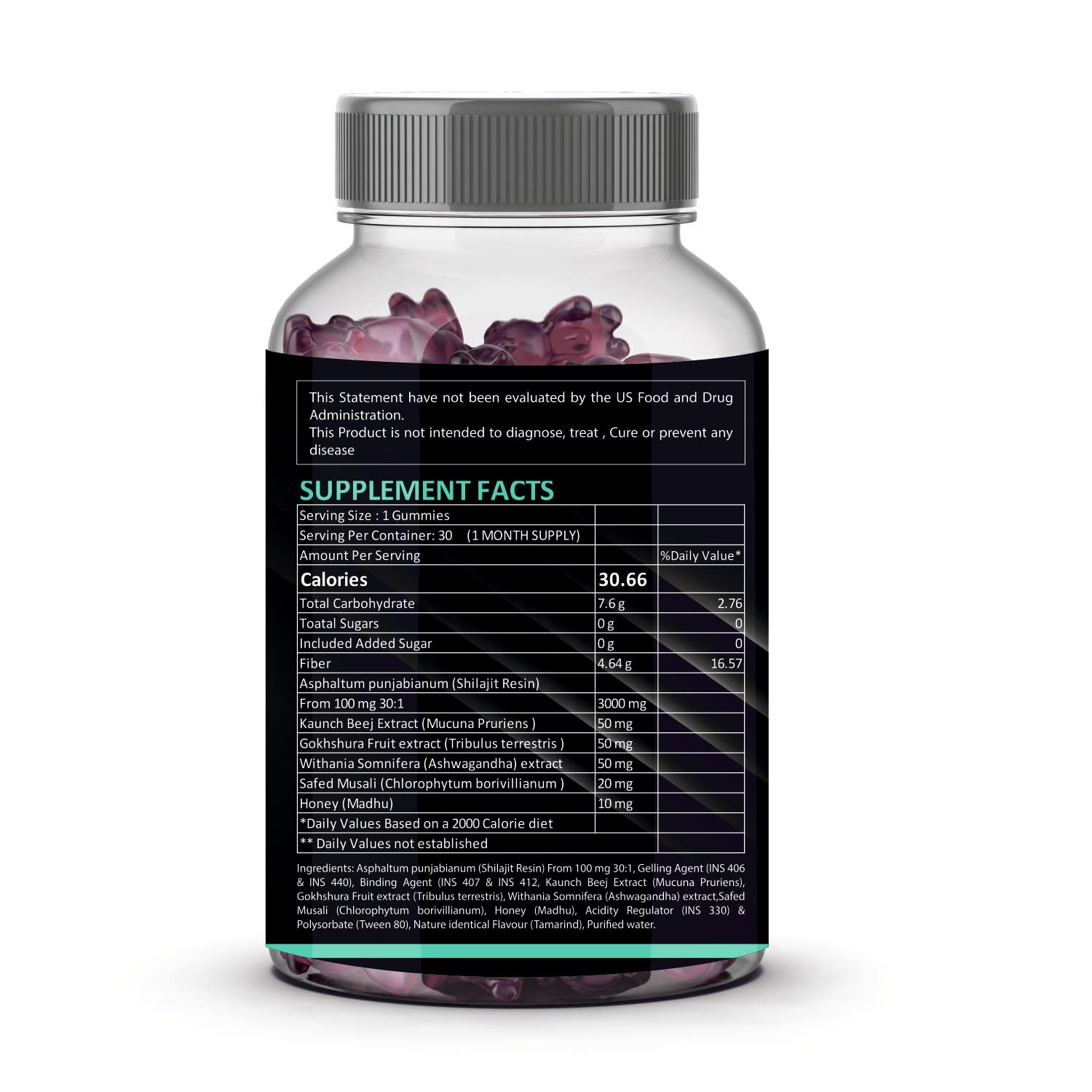 The Vitamin Factory Shilajit Gummies - 30 Gummies, 3000mg per Serving, Natural Himalayan Shilajeet, Boosts Energy & Immunity, 100% Vegetarian, No Added Sugar, Gluten-Free