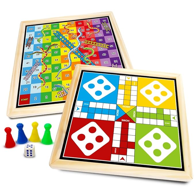 Wembley 2-in-1 Ludo Snake and Ladder Jumbo Wooden Board Game