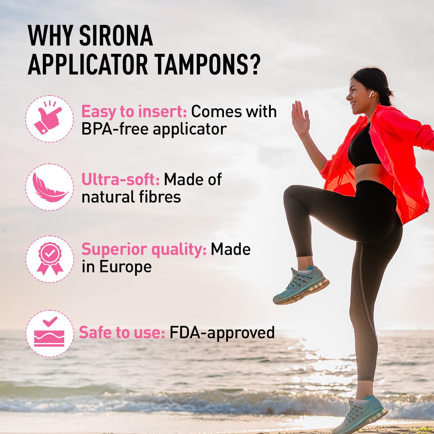 Sirona Period Made Easy Applicator Tampons for Heavy & Super Heavy Flow | 16 Pcs |Biodegradable Tampons | FDA Approved | Ultra Soft & Comfortable | Upto 100% Leak Free | Highly Absorbent Tampon for Rash Free Periods |