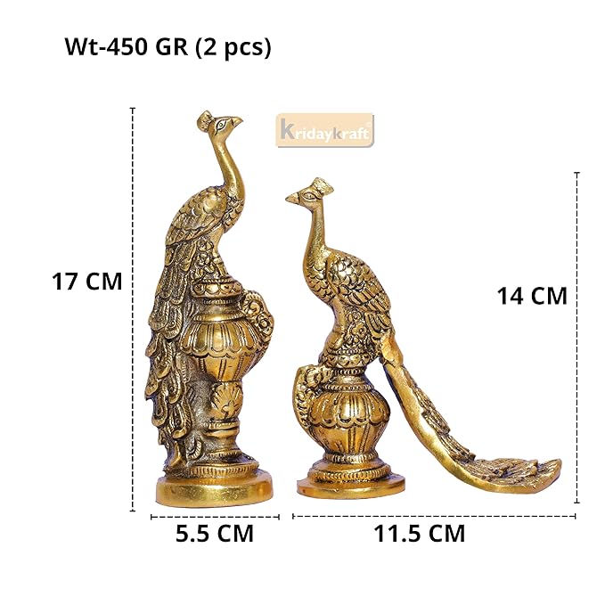 Kridaykraft Peacock Metal Statue Lovers Peacock Couple Pair Showpiece Statue