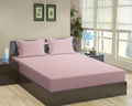 Trance Home Linen 100% Cotton 78x72 inch King Fitted 200TC Satin Stripe Elastic Fitted Bedsheet Fitted Bedspread with 2 Pillow Covers 78"x72" | 6.5x6 feet Colour Cameo Rose