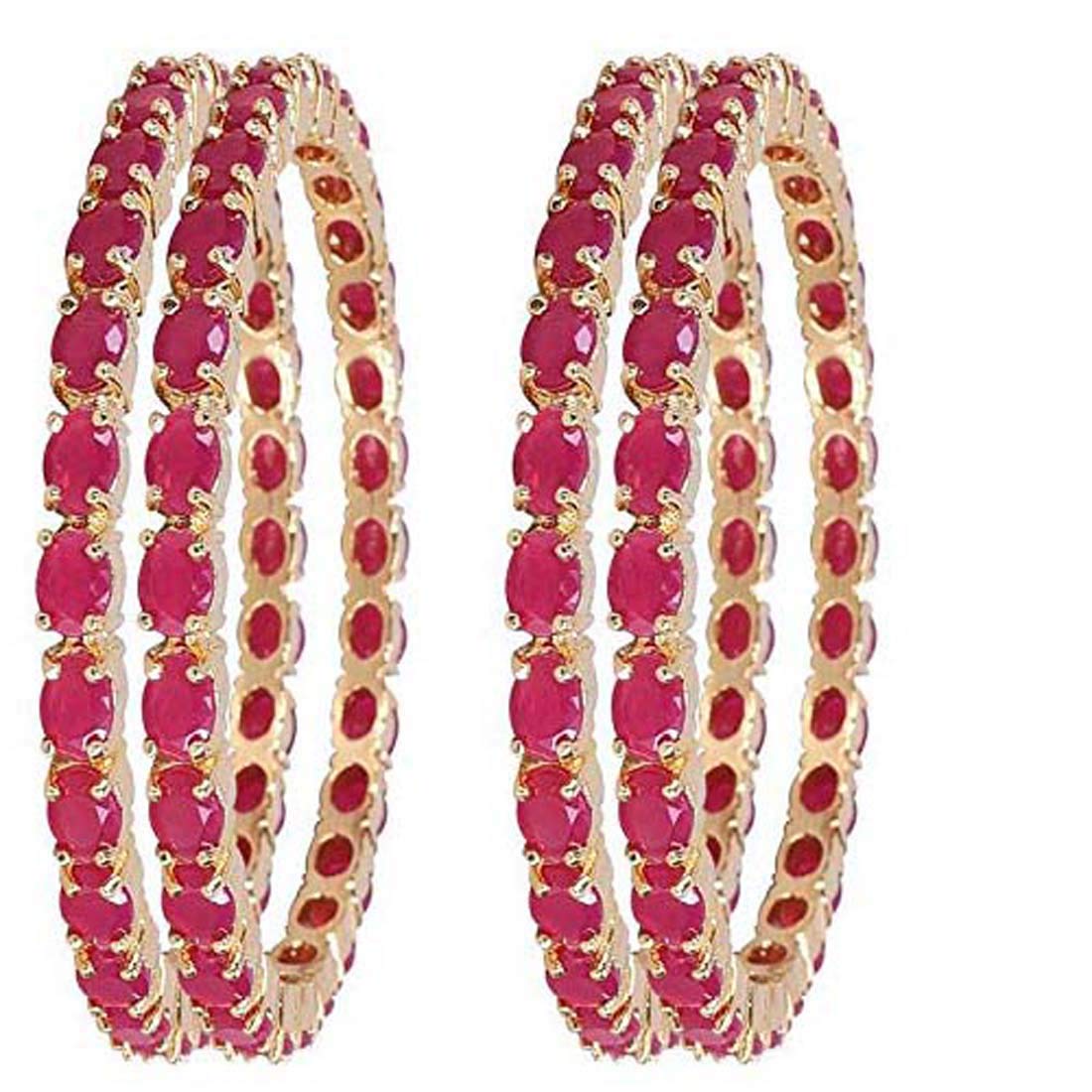 Gold-Polished Alloy Ruby Ad 4 Bangles Set - The Pari