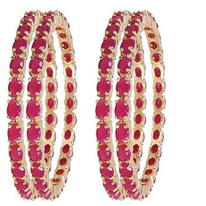 Gold-Polished Alloy Ruby Ad 4 Bangles Set - The Pari