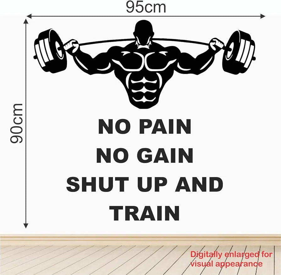 StickMe Gym Fitness Bodybuilding Sports Workout Boxing Inspirational Motivational Quotes Wall Sticker Medium - 95 x 90 cm