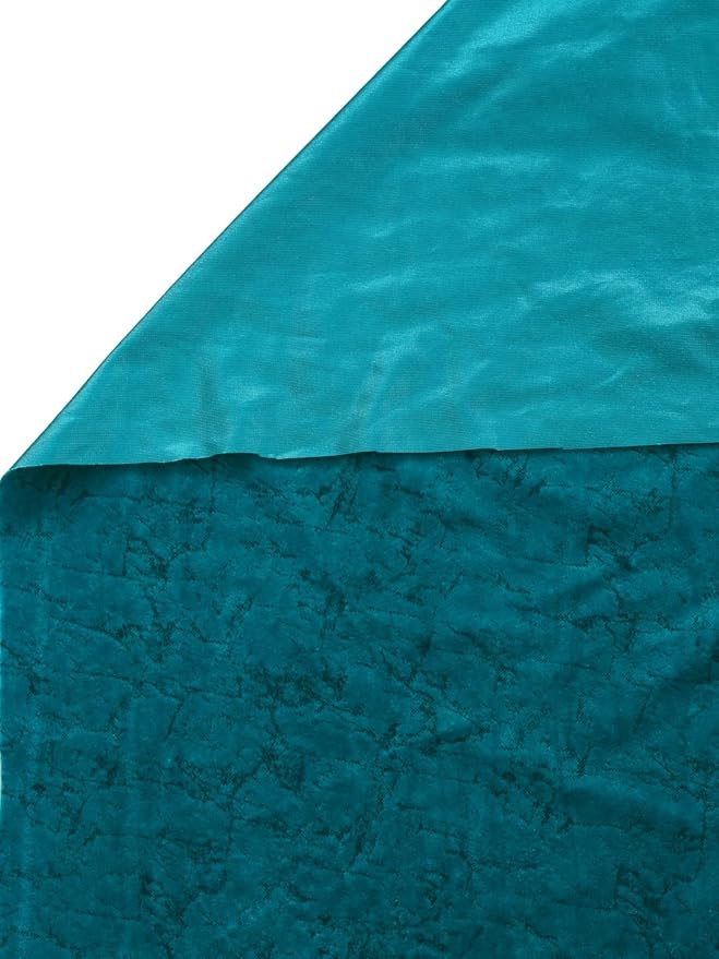 Cortina 2 Piece Solid Design Panel Eyelet Velvet Door Curtains | 7 Feet | Aqua