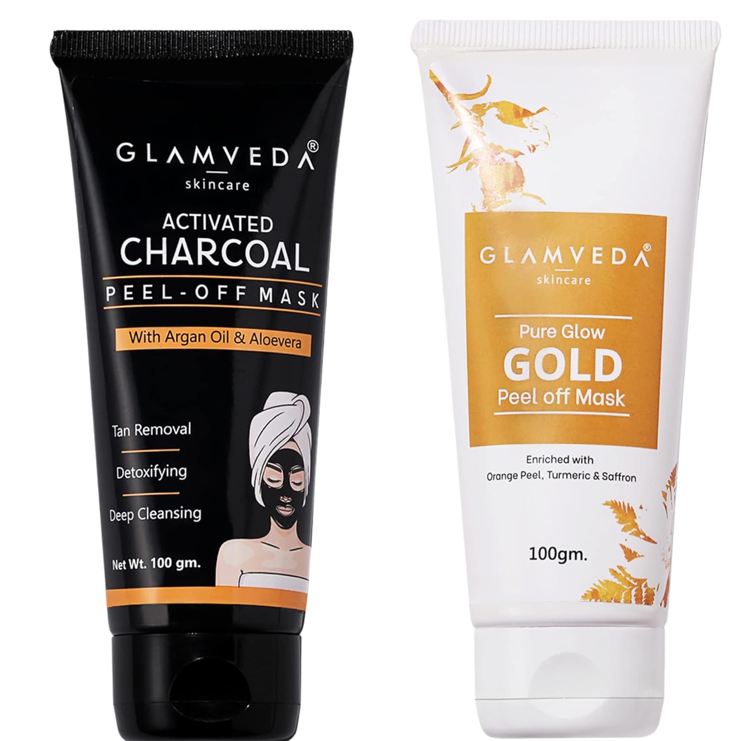 Glamveda Activated Charcoal & Pure Glow Gold Peel Off Mask