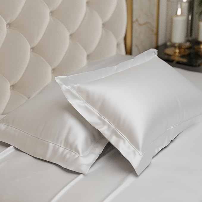 Stoa Paris Pillow Covers Set of 2 Pieces Satin Pillow Covers Colour Vanilla White