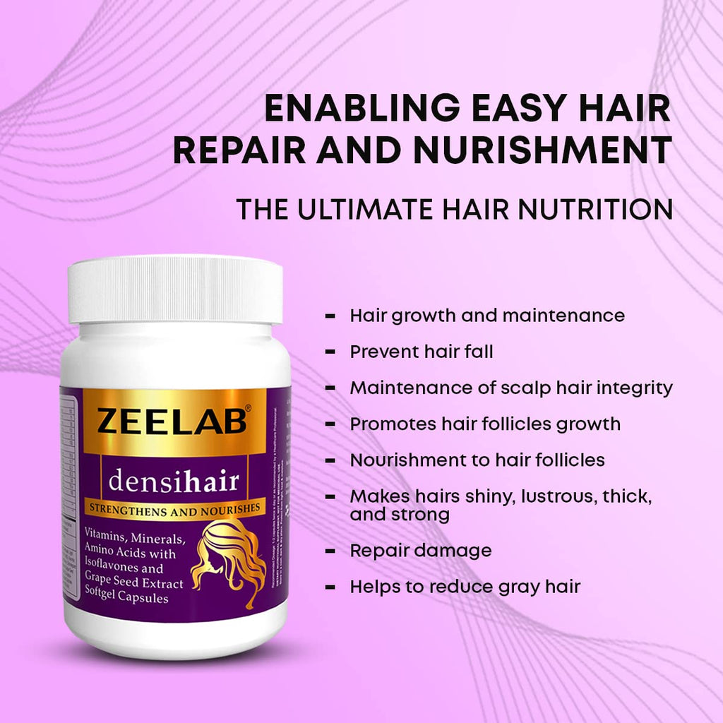 Zeelab Densihair Capsules | 30 Softgel Capsules in Bottle | Biotin Supplement for Women Hair Growth | Multivitamin Hair Care Products for Women