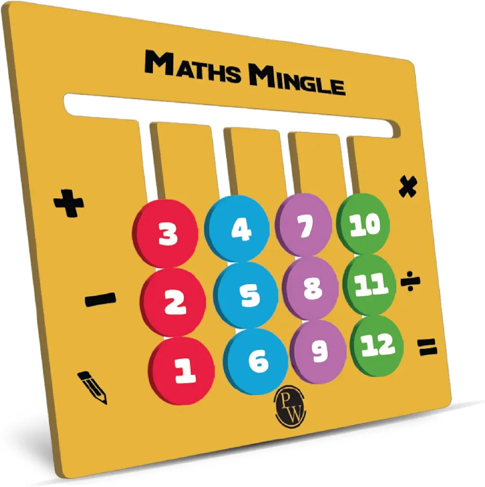PW Wooden Maths Slide Puzzle Game for Kids Age 4-10 Solve Fun Puzzles with Quizzes & Learn Addition Subtraction, Multiplication Division Shapes Colours