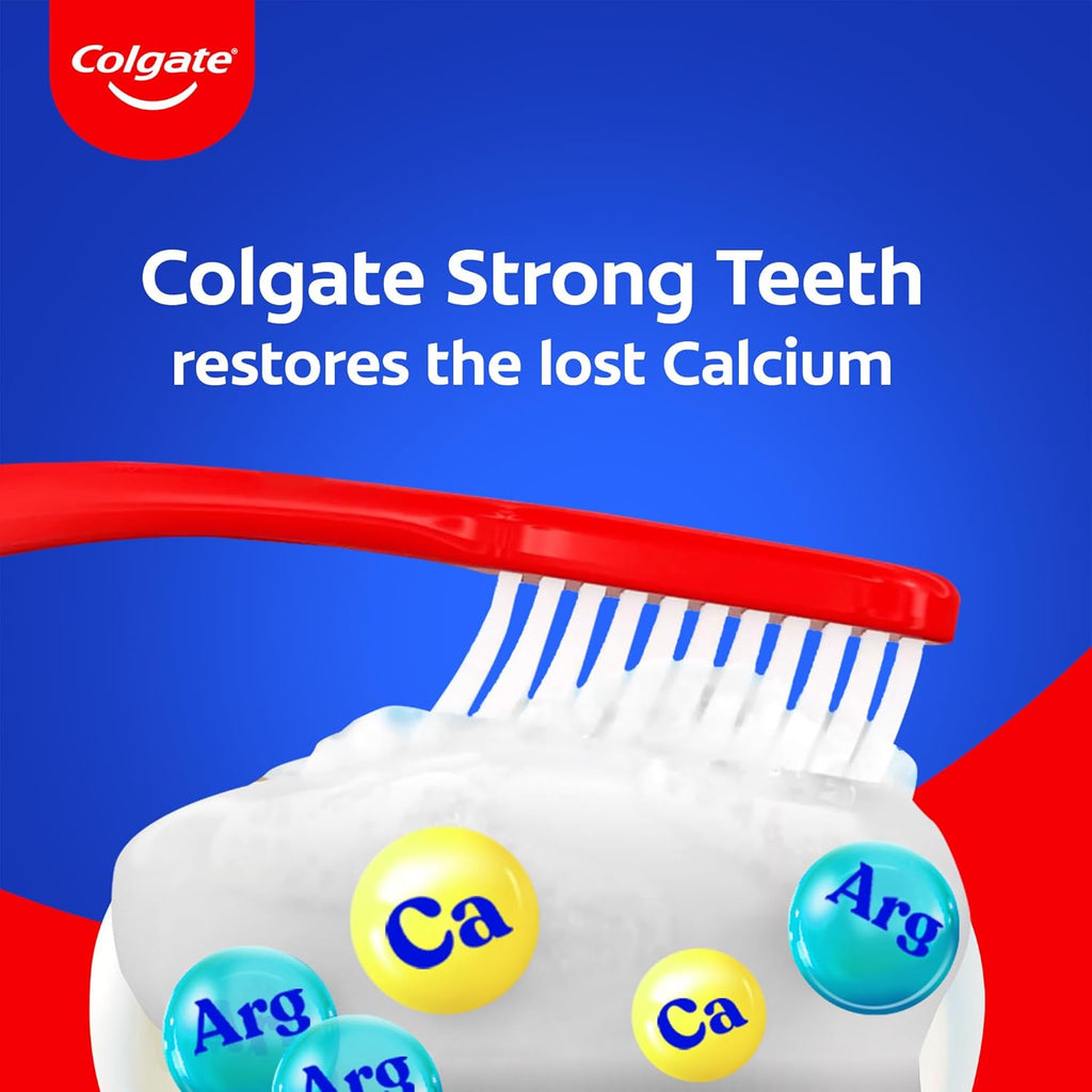 Colgate Strong Teeth Toothpaste, 300g, World's No: 1 Toothpaste Brand, Calcium-boost Tooth Paste for 2X Stronger Teeth, Whitens Teeth, Fresh Breath & Prevents cavities (Combo Pack Offer) (Pack of 2)