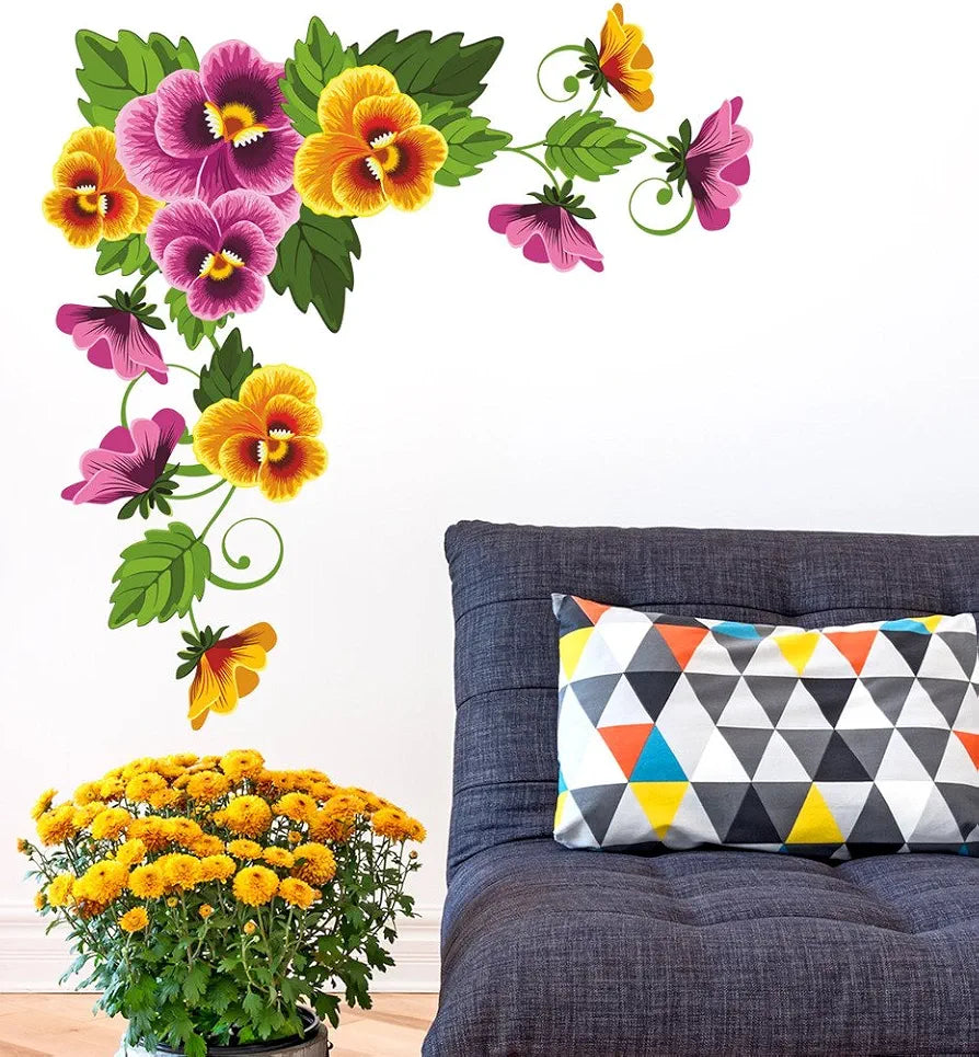 Decals Design Viola Flower Branch Wall Sticker Multicolour