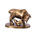 Ecraftindia Kamdhenu Cow and Calf Sculpture Brass Showpiece | Brown