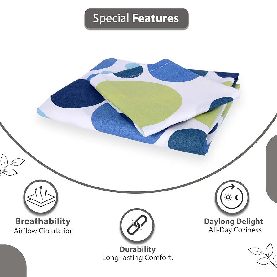 Divine Casa 144 TC Super Soft 100% Cotton Bedsheet for Double Bed  144 Thread Count Geometric Colour Blue Lagoon